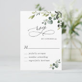 Elegant Eucalyptus Waterverf Floral Wedding RSVP Kaartje (Staand voorkant)