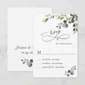 Elegant Eucalyptus Waterverf Floral Wedding RSVP Kaartje (Voorkant / Achterkant)