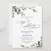 Elegant Eucalyptus Waterverf Floral Wedding Save The Date (Voorkant)