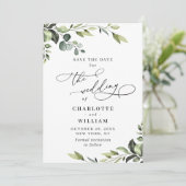 Elegant Eucalyptus Waterverf Floral Wedding Save The Date (Staand voorkant)