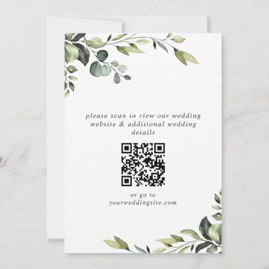 Elegant Eucalyptus Waterverf Floral Wedding Save The Date (Achterkant)