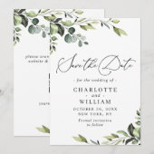 Elegant Eucalyptus Waterverf Floral Wedding Save The Date (Voorkant / Achterkant)