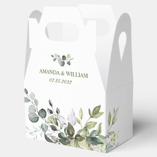 Elegant Eucalyptus Waterverf Greenery Wedding Bedankdoosjes (Geopend)