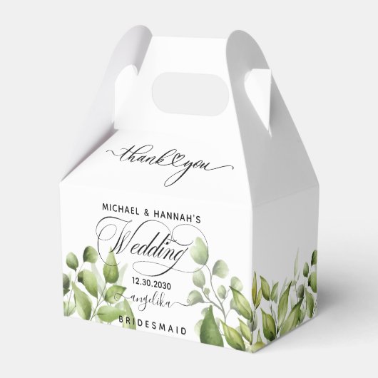 Elegant Eucalyptus Waterverf Greenery Wedding Bedankdoosjes (Achterkant)