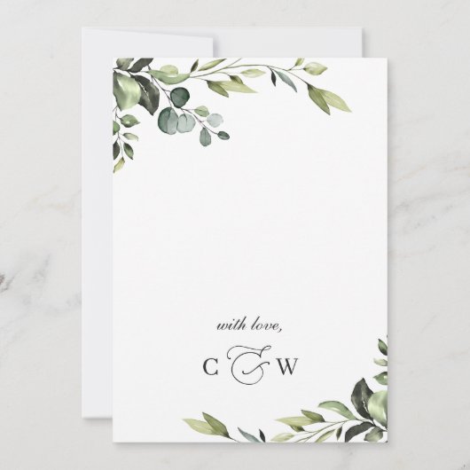 Elegant Eucalyptus Waterverf Greenery Wedding Kaart (Achterkant)