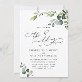 Elegant Eucalyptus Waterverf Greenery Wedding Kaart (Voorkant)