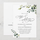 Elegant Eucalyptus Waterverf Greenery Wedding Kaart (Voorkant / Achterkant)