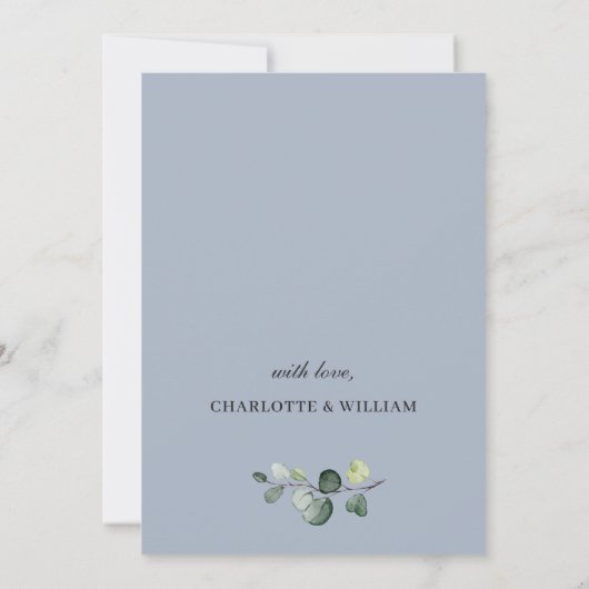 Elegant Eucalyptus Waterverf Greenery Wedding Kaart (Achterkant)