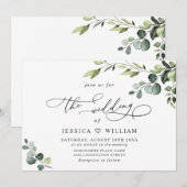 Elegant Eucalyptus Waterverf Greenery Wedding Kaart (Voorkant / Achterkant)