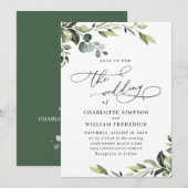 Elegant Eucalyptus Waterverf Greenery Wedding Kaart (Voorkant / Achterkant)