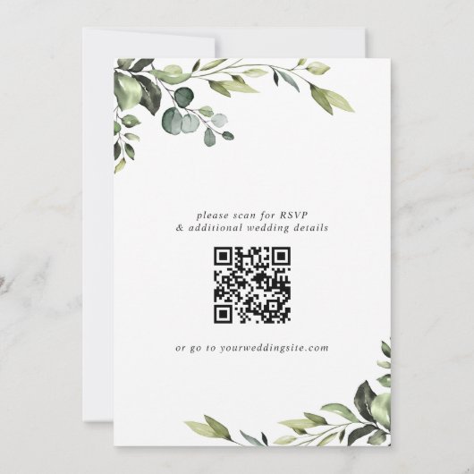 Elegant Eucalyptus Waterverf Greenery Wedding Kaart (Achterkant)