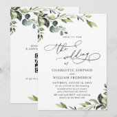Elegant Eucalyptus Waterverf Greenery Wedding Kaart (Voorkant / Achterkant)