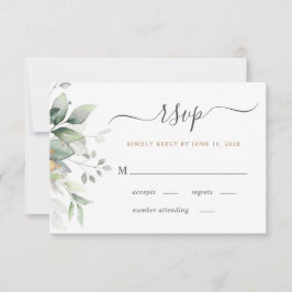 Elegant Eucalyptus Waterverf Greenery Wedding RSVP Kaartje