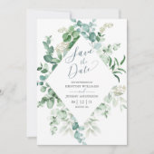 Elegant Eucalyptus Waterverf Greenery Wedding Save The Date (Voorkant)