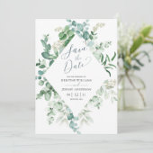 Elegant Eucalyptus Waterverf Greenery Wedding Save The Date (Staand voorkant)