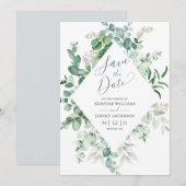 Elegant Eucalyptus Waterverf Greenery Wedding Save The Date (Voorkant / Achterkant)