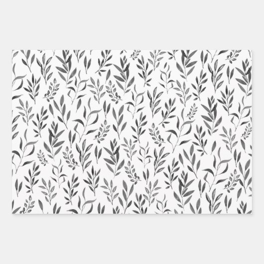 Elegant Eucalyptus Waterverf leest Inpakpapier Vel (Voorkant 3)