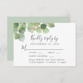 Elegant Eucalyptus Waterverf Maalkeuze Weddenschap RSVP Kaartje (Voorkant / Achterkant)