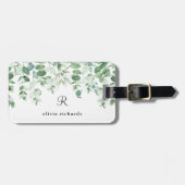 Elegant Eucalyptus Waterverf | Monogram Bagagelabel (Voorkant horizontaal)