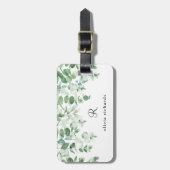 Elegant Eucalyptus Waterverf | Monogram Bagagelabel (Voorkant verticaal)