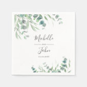 Elegant Eucalyptus Waterverf Name Script Weddensch Servet (Voorkant)