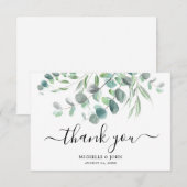 Elegant Eucalyptus Waterverf Name Wedding Bedankkaart (Voorkant / Achterkant)