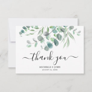 Elegant Eucalyptus Waterverf Name Wedding Bedankkaart