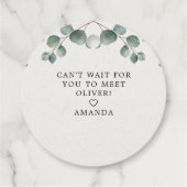 Elegant Eucalyptus Waterverf OH BABY SHOWER Bedankjes Labels (Achterkant)