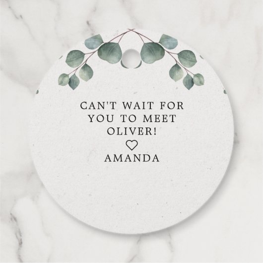 Elegant Eucalyptus Waterverf OH BABY SHOWER Bedankjes Labels (Achterkant)