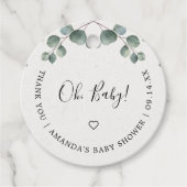 Elegant Eucalyptus Waterverf OH BABY SHOWER Bedankjes Labels (Voorkant)