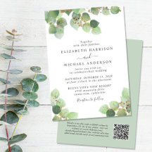 Elegant Eucalyptus Waterverf QR-code bruiloft