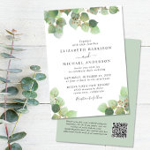 Elegant Eucalyptus Waterverf QR-code bruiloft Kaart