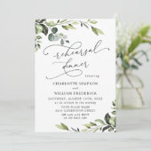 Elegant Eucalyptus Waterverf REHEARSAL DINNER Kaart (Staand voorkant)