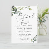 Elegant Eucalyptus Waterverf REHEARSAL DINNER Kaart (Staand voorkant)