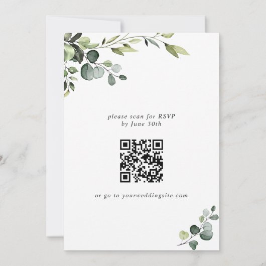 Elegant Eucalyptus Waterverf REHEARSAL DINNER Kaart (Achterkant)