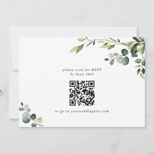 Elegant Eucalyptus Waterverf REHEARSAL DINNER Kaart (Achterkant)