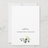 Elegant Eucalyptus Waterverf REHEARSAL DINNER Kaart (Achterkant)