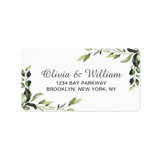 Elegant Eucalyptus Waterverf Return Address Etiket (Voorkant)