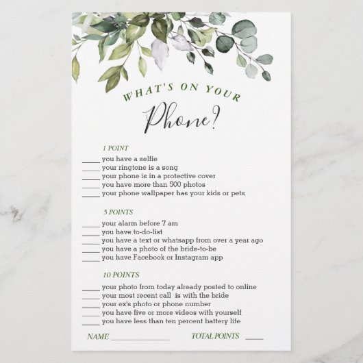 Elegant Eucalyptus Waterverf Vrijgezellenfeest Gam (Achterkant)