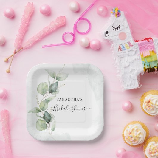 Elegant Eucalyptus Waterverf Vrijgezellenfeest Papieren Bordje (Feest)