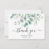 Elegant Eucalyptus Waterverf Weddenschap Bedankkaart (Voorkant)