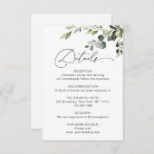 Elegant Eucalyptus Waterverf Weddenschap Details Informatiekaartje (Voorkant / Achterkant)