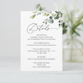 Elegant Eucalyptus Waterverf Weddenschap Details Informatiekaartje (Staand voorkant)
