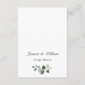 Elegant Eucalyptus Waterverf Weddenschap Details Informatiekaartje (Achterkant)