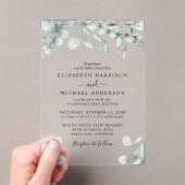 Elegant Eucalyptus Waterverf Wedding Acryl Uitnodigingen (Insitu (Draagbaar))