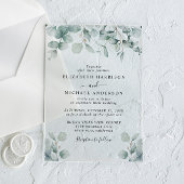 Elegant Eucalyptus Waterverf Wedding Acryl Uitnodigingen
