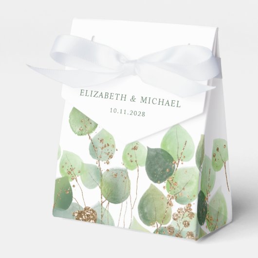 Elegant Eucalyptus Waterverf Wedding Favor Box Bedankdoosjes (Voorkant Zijde)