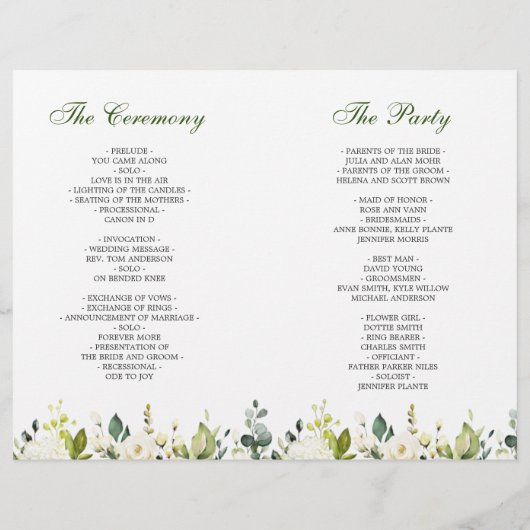 Elegant Eucalyptus Waterverf Wedding Programme (Achterkant)