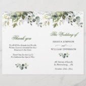 Elegant Eucalyptus Waterverf Wedding Programme (Voorkant)