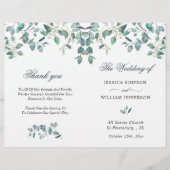 Elegant Eucalyptus Waterverf Wedding Programme (Voorkant)